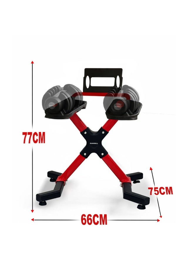 Sky Land X-Frame Dumbbell Stand for Home Gym – Heavy Duty 120KG Weight Rack for Adjustable & Fixed Dumbbells, Anti-Slip Steel Frame, Compact Space-Saving Dumbbells Storage – Red & Black EM-9262R - Image 5